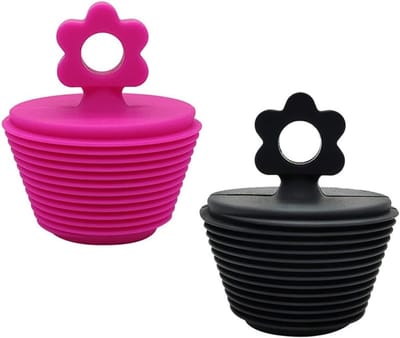Set van 2 Universele Badpluggen, Afvoerplug voor Badkuip en Wastafel, Geschikt voor 25mm-47mm Afvoeropeningen, Zwart en Roze, Waterdicht en Duurzaam