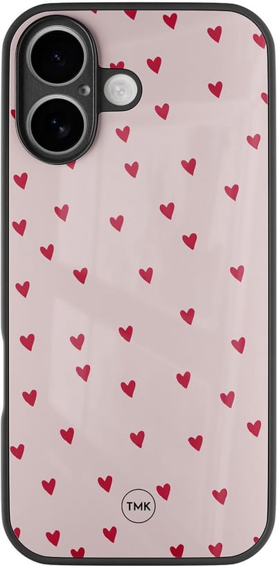 Hoesje geschikt voor Apple iPhone 17 - Hartjes - Multi - TPU luxe case (glossy toplaag) - - Hardcase backcover zwart
