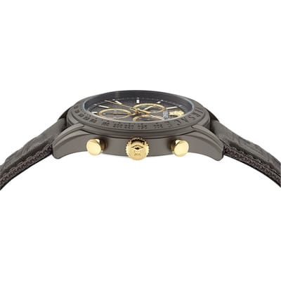 Versace Chrono Master VE8R00124 Horloge - Leer - Grijs - Ø 44 mm
