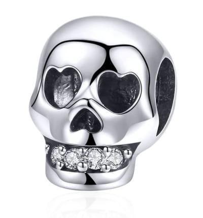 Fler® | 925 Sterling Zilver Bedel | Bedel Schedel | Kristal | Past op populaire bedel armbanden (standaard - 3mm) | armbandbedel | Halloween bedel | Bedels Charms Beads