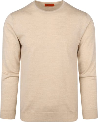 Suitable Merino Pullover O Beige - Maat XXL - Heren - Sweater