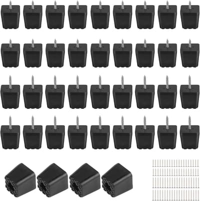 Zwarte rubbere voetjes voor meubels - 40 stuks, schroefbare meubelbescherming
