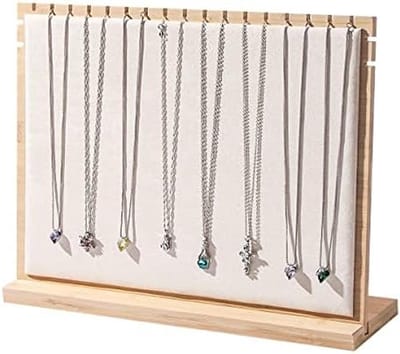 Hanger Kettingen - Sieradenrek Organizer - Sieraden Tonen - Natuurlijk Bamboe - 40 cm Lengte - Beige