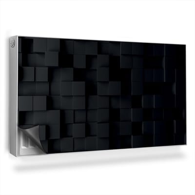 Wallfluent Magnetische Radiatorfolie - Radiator Mat Bescherming Tegen Krassen - 110x60 cm - Geometrische Achtergrond Moderne 3D-Kubussen - Radiatorfolie Tot 60°C - Zwart Geometrisch Decoratieve Radiator Magic
