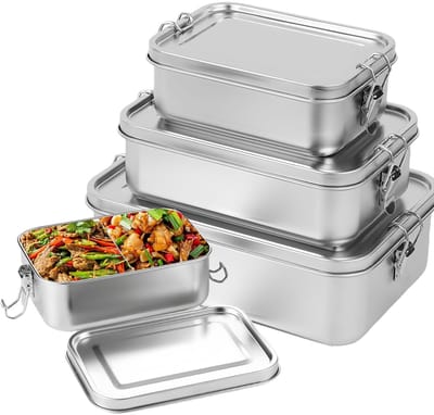 Allecto - RVS Lunch Box Set 3-delig - 850ml en 1400ml met Snack Box - Gezonde Maaltijden - Ideaal voor Werk of School - Inclusief Compartimenten