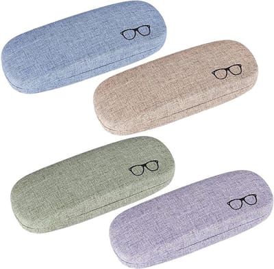 Famanu – Set van 4 harde brillenkokers – Draagbare brillenetuis in meerdere kleuren – Voor dames, heren en kinderen