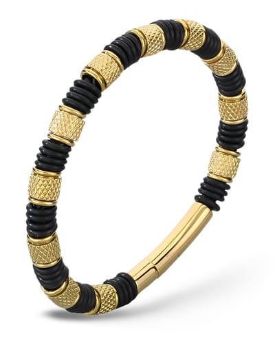Roestvrijstalen armband met PU ringen combinatie Mauro Vinci® Tiju Goudkleurig