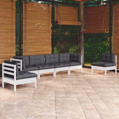 vidaXL - 6-delige - Loungeset - met - kussens - massief - grenenhout