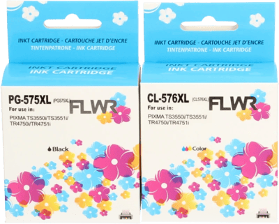FLWR Multipack inktcartridges voor Canon PG-575XL/CL-576XL - Premium Huismerk Canon PG-575XL/CL-576XL inkt - 1x Canon 575XL cartridge - 1x Canon 576XL cartridge (hoge capaciteit) o.a. geschikt voor Canon PIXMA printers