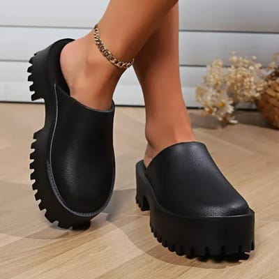 Zomer Mode Casual Effen Kleur Baotou Dames Sandalen Sexy Verhogende Platte Zool Verhogende Slippers 39 zwart