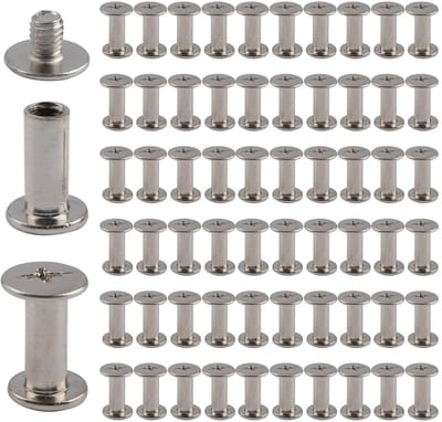Dailygoods- Kruiskopschroeven 60 Sets - Vernikkeld - Chicagoer Binding - Ronde Kruiskopschroeven - 5 mm x 12 mm - Eenvoudig te Installeren - Bindingschroeven