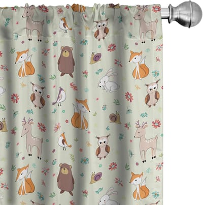 ABAKUHAUS Dieren Gordijnen – 2x75x225 cm – Meerkleurig – Microfiber
