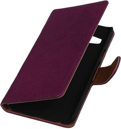 Paars echt leer lederen bookcase case Telefoonhoesje voor de LG G2 Mini