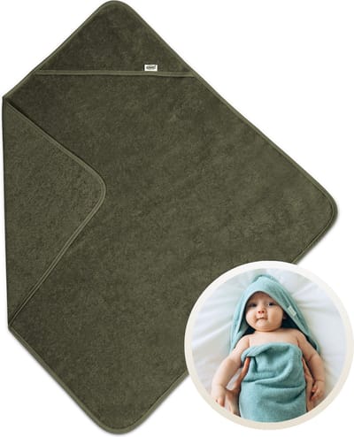 Funnies Badcape Forest 80x80 cm - Zachte Badcape Baby / Omslagdoek / Handdoek met Capuchon - Gemaakt van 100% Katoenen Badstof - Absorberend en Comfortabel - Perfect voor Warmte en Droogte na het Badderen