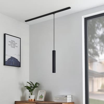 Lindby - 1-fase railverlichting - 1licht - Metaal, textiel - H: 40 cm - GU10 - zwart