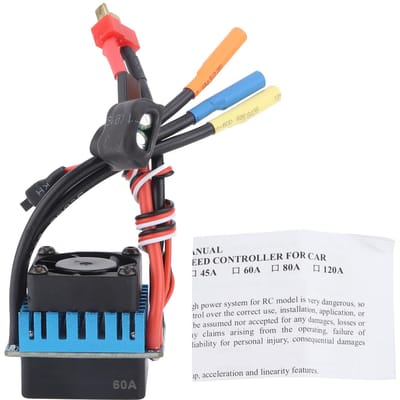 Contrôleur de vitesse ESC sans balais sans capteur 60A Étanche pour voiture de sport 1/8 Pièce de bateau RC black