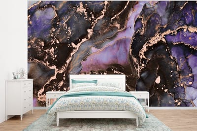 Behang - Fotobehang Marmer - Goud - Roze - Breedte 350 cm x hoogte 260 cm