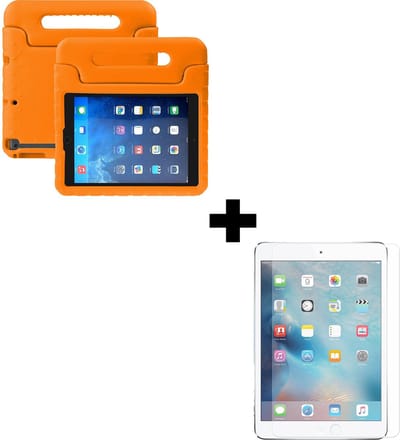 Hoesje - Geschikt voor Apple iPad Mini 1 (2012) - 7.9 inch - Met Screenprotector - Kinderhoes - Shockproof Bumper - Kidsproof Case - Tablethoes - Kinder Hoes Cover - Oranje
