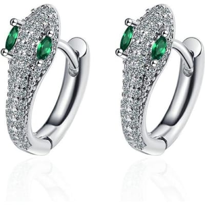 925 Sterling Zilveren OorknopjesTrendy Elegant Sprankelende Zirkonia Kleine Slang Bruidssieraden gray