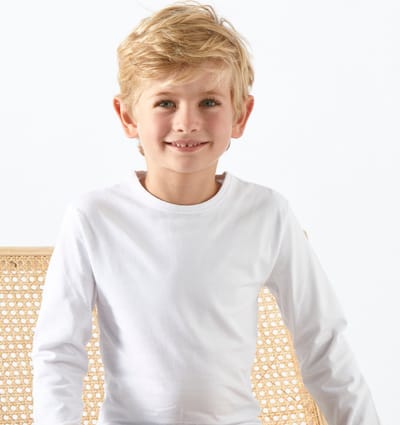 Little Label T shirt lange mouwen Jongens Maat 110-116/6Y - wit - 3-pack - 3 Stuks Wit T shirt - Zachte BIO Katoen