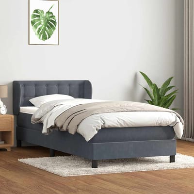 vidaXL - Boxspring - met - matras - fluweel - donkergrijs - 80x210 - cm