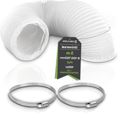 Afvoerslang PVC - Flexibele slang - Ventilatie systeem - Met klemmen - 3 meter - Wit