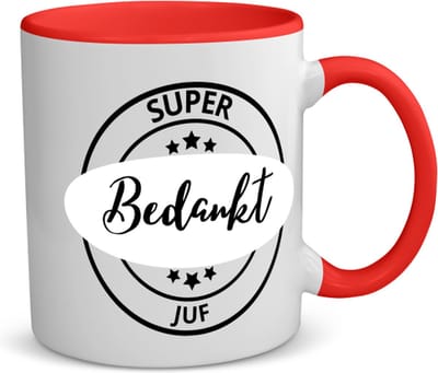 Akyol - super bedankt juf koffiemok - theemok - rood - Juf - beste juf - school - verjaardagscadeau - afscheidscadeau - kado - gift - geschenk - 350 ML inhoud