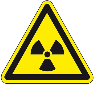 Waarschuwingssticker radioactieve stoffen - ISO 7010 - W003 25 mm - 10 stuks per kaart