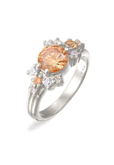 Elli PREMIUM - Ring - Elli PREMIUM Ring Dames Cocktail Statement met Zirkonia in 925 sterling zilver verguld - Dames