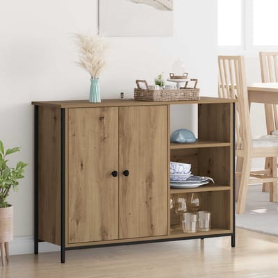 vidaXL - Dressoir - Artisan - Eiken - 100 - x - 33 - x - 75 - cm - Bewerkt - hout