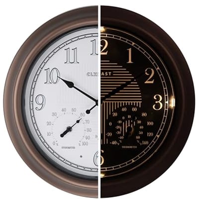 Verlichte Buitenklok met Thermometer en Vochtigheid - 45 cm Waterdichte Wandklok voor Tuin en Terras