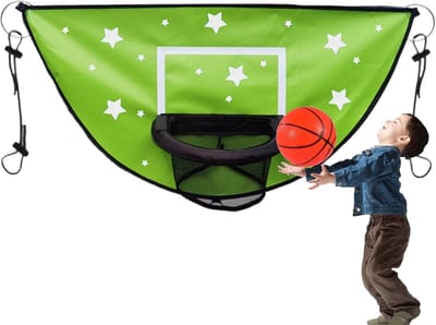 Trampoline Basketbal Set - Springkussen Basketbal - Buiten Spelen - Verstelbaar & Duurzaam PVC - 98x50cm - Groen