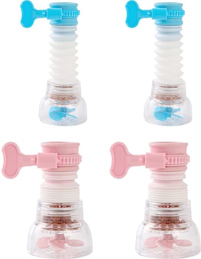 4 Pack Mini Kraan Waterfilter met 360° Draaifunctie voor Keuken en Badkamer