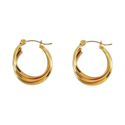 Aramat Jewels Oorbellen - Oorringen goudkleur-24mm- Drie-in-één design