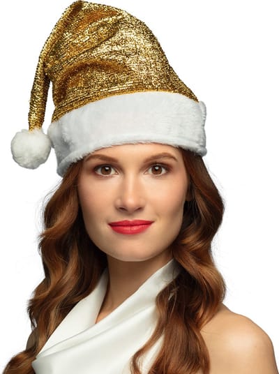 Boland - Kerstmuts Goud - Één maat - Volwassenen - Unisex - Kerst - Kerstman - Themafeest
