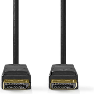 Nedis DisplayPort-Kabel - DisplayPort Male - DisplayPort Male - 8K@60Hz - Vernikkeld - 2.00 m - Rond - PVC - Zwart - Doos