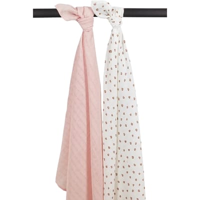 Meyco Baby Mini Panther swaddle - 2-pack - hydrofiel - soft pink - 120x120cm