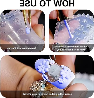 4 Stuks Silicone Mallen voor Bloemen van Polymeer Klei, Rozen en Margrieten voor Sieraden, Nagelkunst en DIY Decoratie