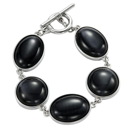 Behave - Armband - zilverkleur zwart glas - elegant stijl - nikkelvrij