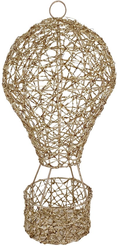 Clayre & Eef Kerstdecoratie met LED-verlichting Luchtballon Ø 19x38 cm / 3xAA Goudkleurig Metaal