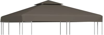 Paviljondak 3x3 m - Dubbel Dak (2-Tier) - 310 g/m² Waterdicht Polyester met PVC Coating - Taupe - Reserveonderdeel inclusief 16 Klittenbandsluitingen