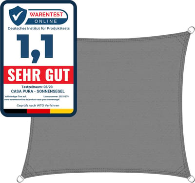 FLOORDIREKT Schaduwdoek Ademend - Zonnezeil - Schaduwzeil - Voor tuin en balkon - Grijs - 3 x 3 m