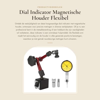 Dailygoods- Meetklok 0.01mm - Magnetische Houder - Flexibele Arm - Draaibank Accessoires - Handig in Gebruik - Schokbestendig - Meetinstrument