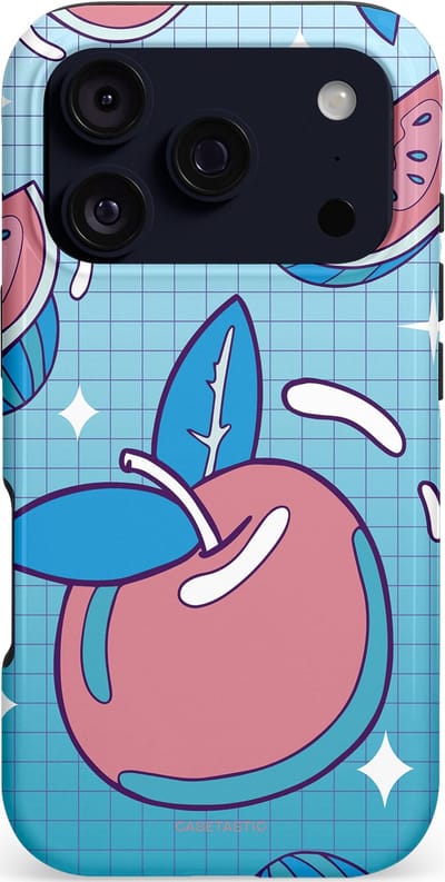 Casetastic hoesje geschikt voor Apple iPhone 17 Pro - MagSafe - Dubbellaagse bescherming - Fruitige appel ruitjes - Fashion Case - Lichtblauw Lichtroze Lila Lichtgrijs