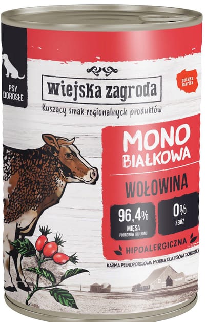 Wiejska Zagroda - Monoproteïne Natvoer voor Honden - Rundvlees - 12x400g
