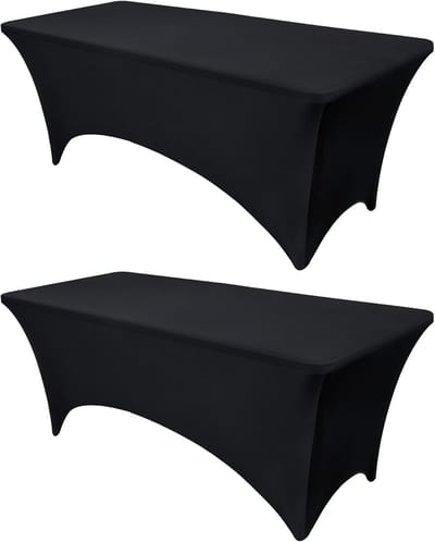 Tafelhoes Set - Elastische Hoezen - Feestelijke Decoratie - Kreukvrij & Vlekbestendig - 4 FT Rechthoek - Zwart
