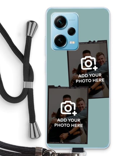 Gepersonaliseerd - Case Company® - Hoesje met koord geschikt voor Xiaomi Redmi Note 12 Pro Plus hoesje met Koord - Polaroid Zwart - Telefoonhoesje met Zwart Koord - Bescherming aan alle Kanten en Over de Schermrand