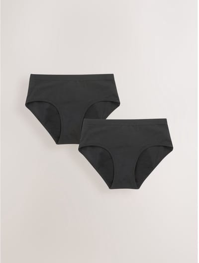 Next - Meisjes - Set van 2 menstruatieslips voor zwarte menstruatie voor meisjes - Zwart
