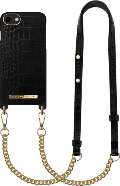 iDeal of Sweden Phone Necklace Case voor iPhone 8/7/6/6s/SE Jet Black Croco