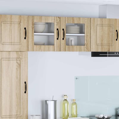 vidaXL - Wandglas - Kasten - LUCCA - Sonoma - Eiken - 40 - x - 31 - x - 40 - cm - Bewerkt - hout
